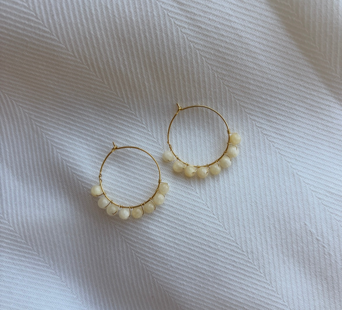Hoops with light yellow beads