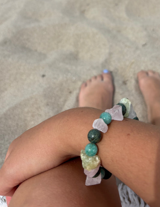 Bracelet with large beads and crystals