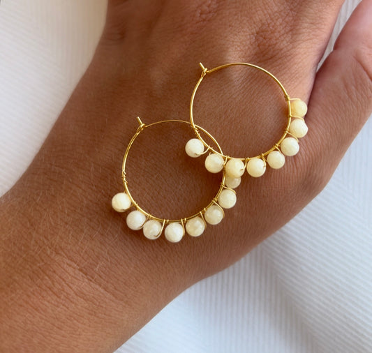 Hoops with light yellow beads