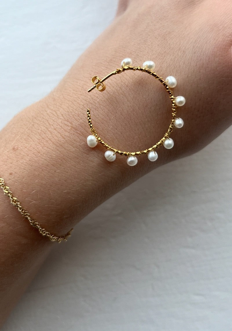 Hoops with small freshwater pearls